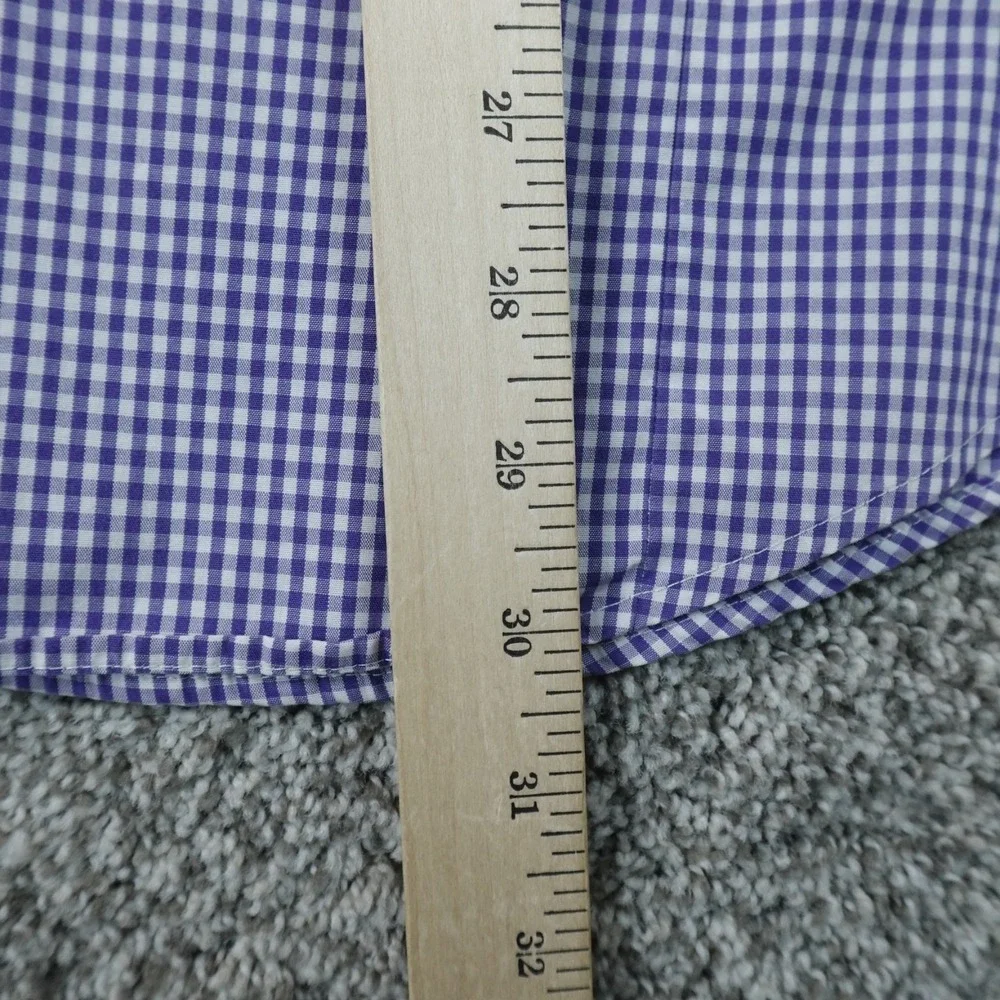 Banana Republic Shirt Mens L 16.5 35 Purple Gingham Slim Fit Button Up Dress Top